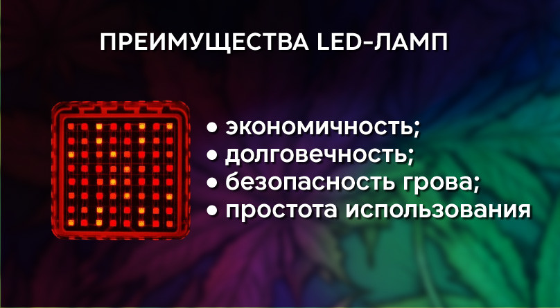 Использование светодиодных светильников для гровинга